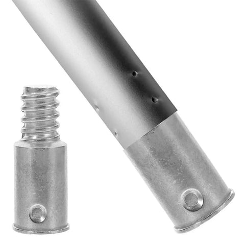 Awesome 2 Piece Aluminum Broom Tip Repair Kit With Threaded Rod Connectors For Fast Fix Of Broken Handles And Universal Stick Adapter Tools, silver