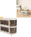 Smooth Rollin Storage Trolley With Four Tier Utility Cart And Covered Plastic Storage Bins for kitchen and home office organization.