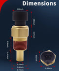 Front view of VEHICODE engine coolant temperature sensor with brass threaded body, black top, and connector.