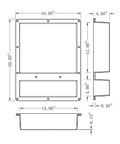 Technical diagram of Yellow Recessed Shower Niche With Double Shelves For Shampoo And Toiletries, 16 x 20 x 4 Inch ABS Plastic Organizer