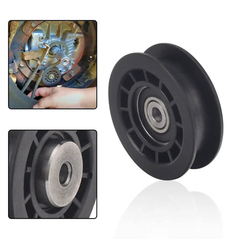 Heavy Duty Idler Pulley Replacement Kit 587973001 for Husqvarna and Poulan shown with installation details