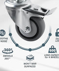 3 Inch Threaded Stem Caster Wheel with Brake, close-up showing dual locking mechanism and TPR material for 600 lb capacity