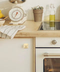 Gold square metallic cabinet pull handle on kitchen cabinet, part of 10 Pieces Metallic Cabinet Pull Handles Square Door Pulls Rust Resistant
