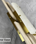 Side view of Marble Wall Lamp With Natural Stone Shade, showing metal base and rustic modern design