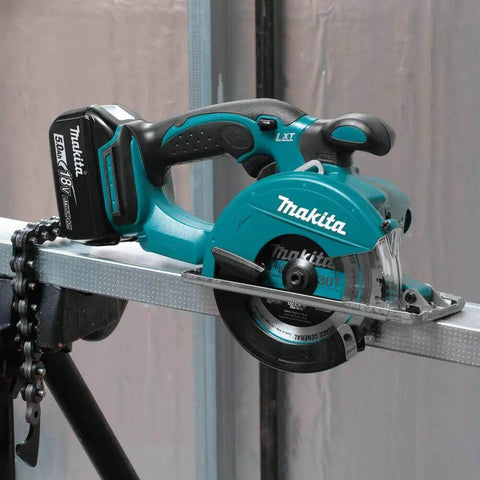Game Changing 18V LXT Cordless Metal Cutter Shreds Steel Sheets Pipes Square Tubing And Unistrut 3600 RPM on cutting rail.