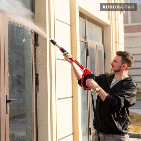 Man using Turbo Rotating Pressure Washer Nozzle With 4000 PSI Max And Quarter Inch Quick Connect For Cleaning Brick Concrete And Vinyl Surfaces