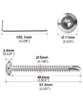 Top Shelf Boss Level Flat Head Hex Socket Sheet Metal Screws 100 Piece Set M4 Self Tapping Rugged Stainless Steel Hardware Kit With Allen Wrench dimensions and measurements.