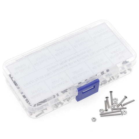Backyard Builder Friendly Standard 2 56 UNC Stainless Steel Phillips Flat Head Machine Screws And Hex Nuts Assortment Kit With 220 Pieces In Nine Varying Lengths For Rock Solid Fixes And No Sweat Builds