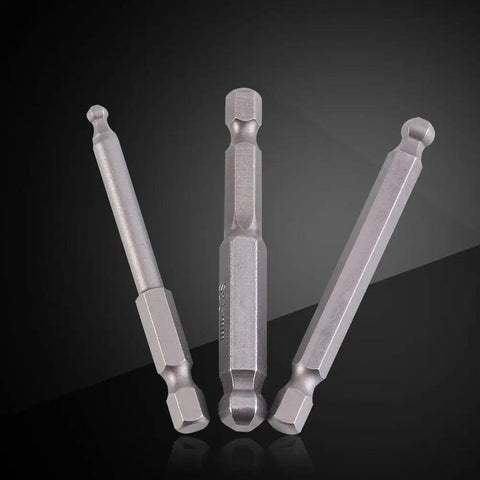 Solid S2 Alloy Steel 7-Piece Screwdriver Bits With Strong Magnetic Ball Heads Perfect For Electric Hand Drills And Professional Tool Kits In 1/4 Inch Hex Shank Design That Keeps Screws Locked Tight While You Work Hard, three S2 bits