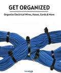 Heavy Duty 14 Inch Black Zip Ties 1000 Pack Self Locking UV Resistant Nylon Cable Ties securing blue cables