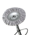No Slip Bar Stool Base Ring Pads For Round Bases, Stretchable Floor Protectors on stool with metal leg, grey pad visible