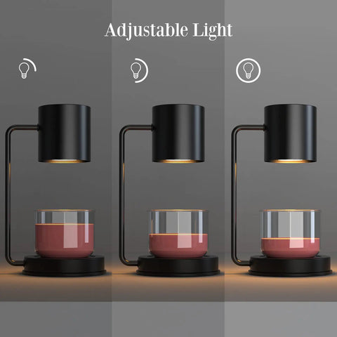 Black Desk Lamp With 10W Wireless Charger And USB Port, shown with adjustable light feature over a small container