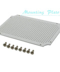Weatherproof IP65 Junction Box In ABS Plastic With Hinged Shell For Outdoor Electrical Enclosures Includes Mounting Plate And Wall Brackets Grey 15.7 X 11.8 X 7.1 Inches 400 X 300 X 180 Mm DIY Friendly And Rugged mounting plate with screws