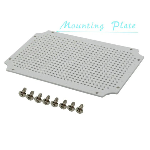 Weatherproof IP65 Junction Box In ABS Plastic With Hinged Shell For Outdoor Electrical Enclosures Includes Mounting Plate And Wall Brackets Grey 15.7 X 11.8 X 7.1 Inches 400 X 300 X 180 Mm DIY Friendly And Rugged mounting plate with screws