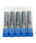 5-piece 1/2-inch carbide square end mill set with AlTiN coating in blue tube cases