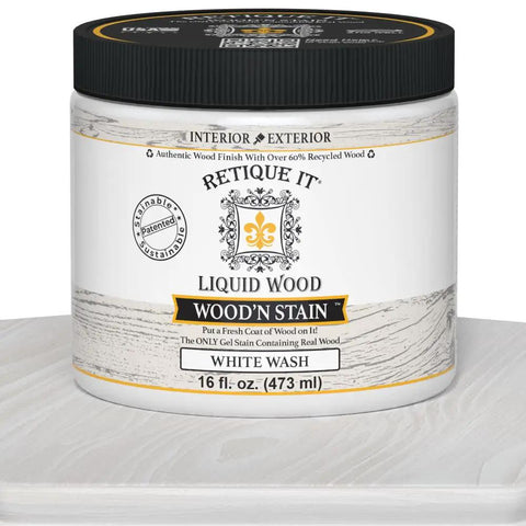 Straight Up Real Wood Look Liquid Gel Stain White Wash Nails 16 Oz Pint on wood surface, durable finish for interiors.