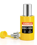 TOORGO 10T hydraulic cylinder, yellow body with silver piston rod, 50mm stroke