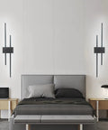 Modern LED Wall Light Two Light Wall Sconce For Bedside Hallway And Stairwell, 35 Inch Rectangular Wall Mount Lamp, black finish in bedroom