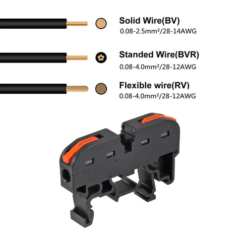 Pro Grade Din Rail Terminal Block Kit 30 Piece Universal Compact Wire Connector Set with Marker Strips and Connection Bars