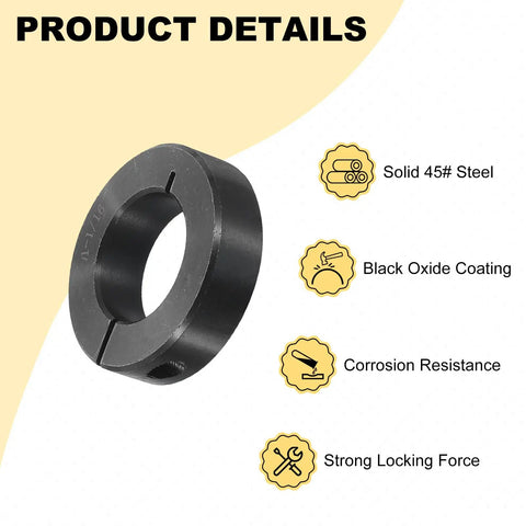 Single Split Shaft Collar 1-1/16 Bore 1-7/8 OD 1/2 Thick One Piece Clamping Collar With Set Screw Lock Steel Black Oxide Built To Last