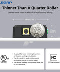 Digital Toggle Dimmer Switch for Dimmable LED, CFL, and Incandescent Lights, side view with thickness compared to a quarter.