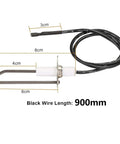 Electric Push Button Spark Igniter Replacement Kit For Fire Pit Burner System with measurements and black wire length 900mm.