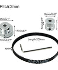 Smooth Aluminum Timing Pulley Kit With 20T And 36T Gears For Mills And CNC Builds. Includes Synced Belts, Hex Wrench Keys And High Grade 5MM Bore Housings For Zero Slip Drive Operations That Run Super Cool. 2mm pitch, 200mm belt