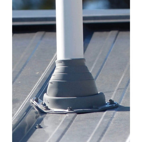Round Gray EPDM Flexible Pipe Flashing Dektite Boot for metal roofs fits 10 to 19 inch outside pipe diameter with flexible base