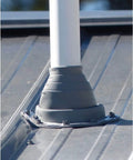 Heavy Duty EPDM Pipe Flashing For 9 To 20 Inch Pipes Square Black Roof Jack Boot With Aluminum Collar installed on metal roof