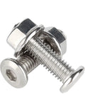 304 Stainless Steel M6 Flat Head Chamfered Socket Hex Bolts And Flange Nuts Hardware Kit, close-up view of bolts and nuts.