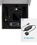 UV Light Meter Tool For 405nm Resin 3D Printers, High Accuracy Photopolymer Curing Meter, Pro Grade Quality, Wide 0 To 50000 uW Per cm2 Range, 130cm Data Cable, P405L1 Probe, 10mm Test Hole, GVBL-S12SD Sensor. In box with cable and probe.
