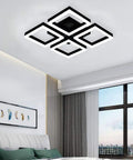 Dope Modern 4 Panel Aluminum Frame LED Ceiling Light Fixtures 52W Flush Mount For Living Room Bedroom Kitchen Cool White 6000K Matte Black Finish Great Fit For Living Room Or Kitchen installed in bedroom