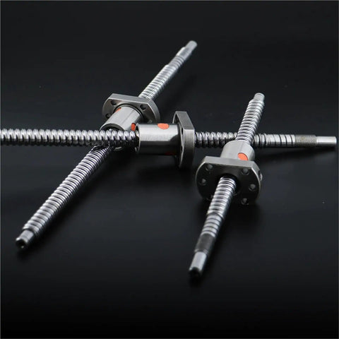 SFU1204 Ball Screw for Automation Equipment Up To 3 Meters, steel construction components, for CNC and robotics use on black background.