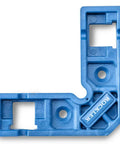 Blue plastic Clamp It Mini Assembly Square for 90 degree corner clamps, 3x3 inch, used in woodworking for precise positioning and setups.