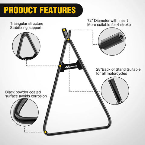 Universal Dirt Bike Kickstand Holder Triangle Side Stand For 80-500Cc Motocross Enduro Supermoto Pit Bike Built Tough In Heavy Duty Steel Fits Rear Axles 18mm 14mm And 11mm Black shown with close-up of features