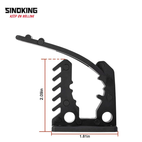 Side view of Heavy Duty Rubber Clamp Shovel Mount For Tools And Equipment Up To One Inch Diameter Holds 26 Lbs Per Clamp And 52 Lbs For The Pair Built Tough Vibration Free Shovel And Pole Holder For Boat Truck ATV Wall Mount Or MOLLE Panel Pack Of Two, showing dimensions.