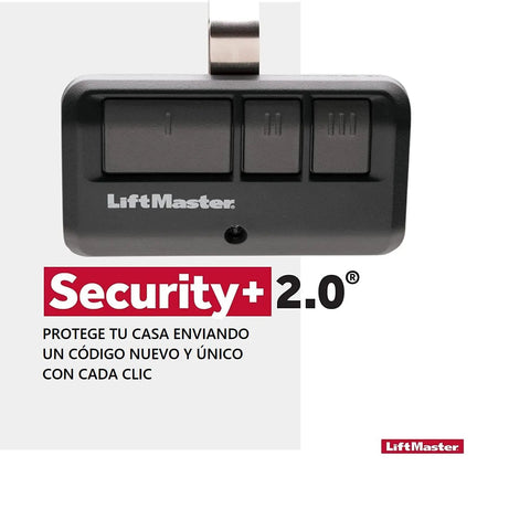 LiftMaster three-button remote for Security+2.0 systems, part of One Button MyQ Garage Remote 893LM For Security Two Point Zero Openers And Gate Operator Works With Craftsman AssureLink And MyQ Light Devices No Brainer Easy Car Garage Setup Fast Sync