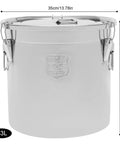 Heavy Duty Stainless Steel Canister With Airtight Lids Keep Your Pantry Stale Free Organize Rice Flour Grain And Coffee Lock In Freshness Bulk Food Storage Bucket 8.7 Gallon - 33L capacity, 35cm tall, durable design.