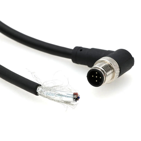 M12 Elbow 5 Pin Sensor Connector Angled Male Shielded Cable for Industrial Automation close-up view