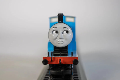 Edward Engine From Thomas And Friends HO Scale Train with moving eyes and realistic body, front view on track