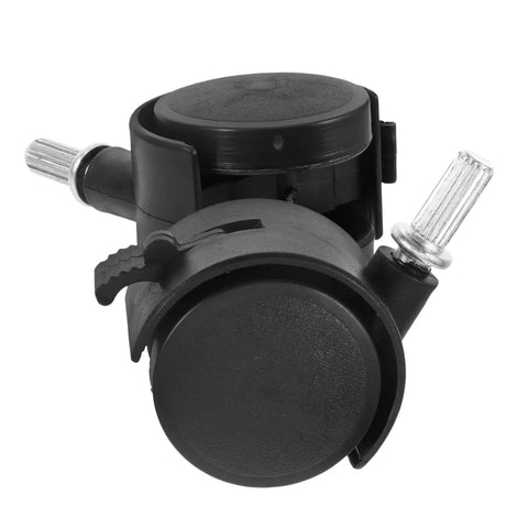 6 Heavy Duty Swivel Caster Wheels with Brake for Laundry Carts & Small Furniture Durable & Easy Spin Replacement Wheels for Home Use close-up view of a black wheel with brake.