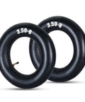 Two Pack 3.50-8 Inner Tubes With TR-87 Valve Stem For Small Utility Equipment, Fits 8-Inch Rims, displayed together