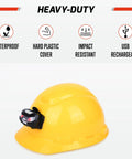 Rechargeable Hard Hat Light Headlamp With Direct Mount Quick Release Hands Free Pro Grade Work Light for Firefighters and Industrial Use Helmet