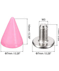Badass Pink Cone Spike Studs And Screw Back Rivets For Leather Craft Bag Repair Hella Durable Carbon Steel Metal Hardware Kit With 50 Sets, 7mm size.