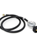 5 Feet Propane Regulator Hose For Fire Pit, Grill, And Heater, 80,000 BTU, Low Pressure, Fiber Reinforced Gas Line on white background