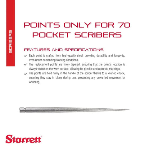 Replacement Point For 70A Scriber With Knurled Nickel Plated Handle, Durable Steel Build, Two And Three Eighths Inch Point Length