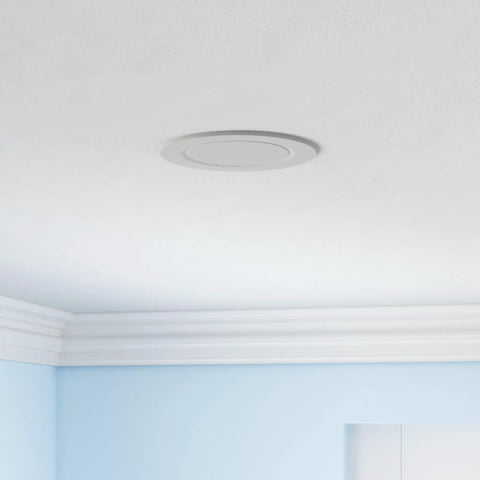 12 Pack 6 Inch LED Recessed Ceiling Lights With Junction Box 16W 2000 Lumen Dimmable shown installed in blue room ceiling