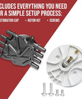 Distributor Cap and Rotor Kit For Mercruiser and Volvo Penta V8 Engines 5.0 5.7 6.2 with screws, flat top cap