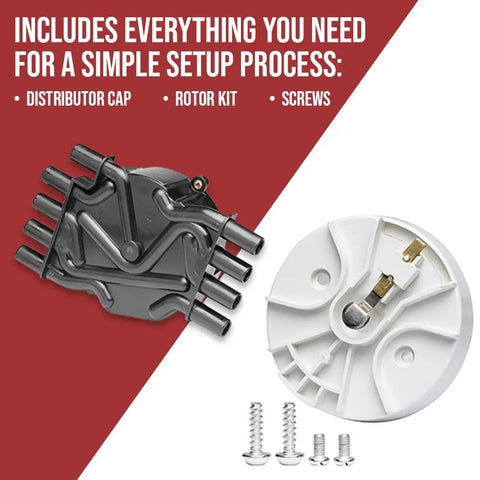 Distributor Cap and Rotor Kit For Mercruiser and Volvo Penta V8 Engines 5.0 5.7 6.2 with screws, flat top cap