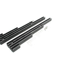 Black Aluminum Finned Universal Wire Management Loom Set Fits Up To 9.5mm Wires with adjustable brackets and mounting hardware.